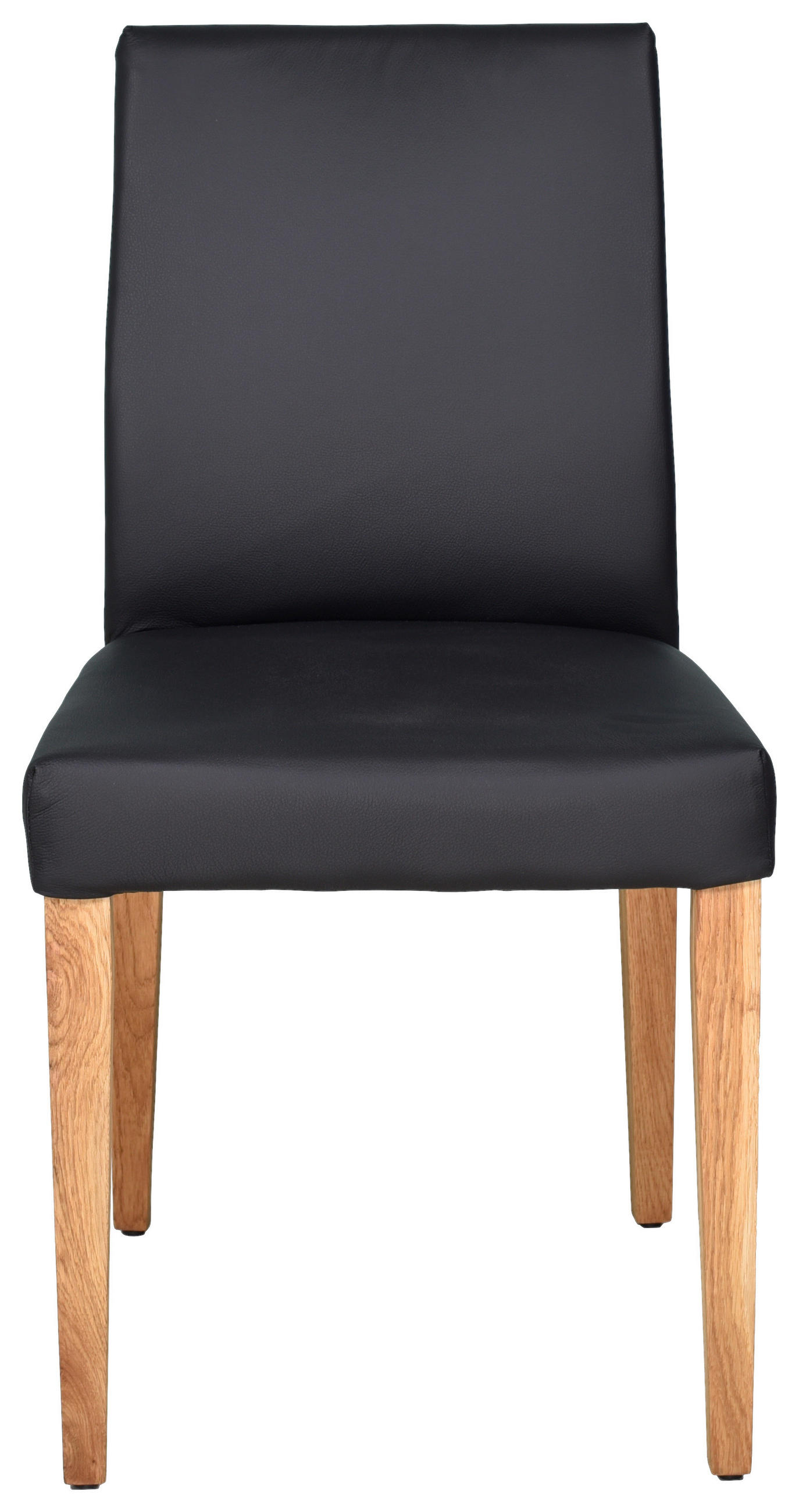 STUHL  in Echtleder  - Eichefarben/Schwarz, Konventionell, Leder/Holz (45/89/44cm)