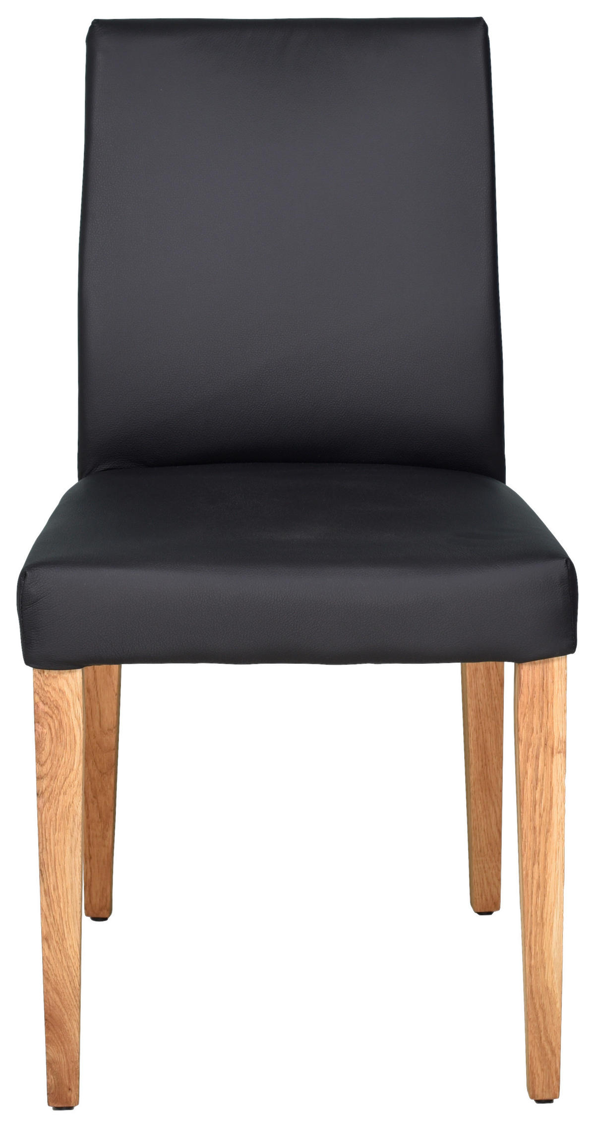 STUHL  in Echtleder  - Eichefarben/Schwarz, Konventionell, Leder/Holz (45/89/44cm)