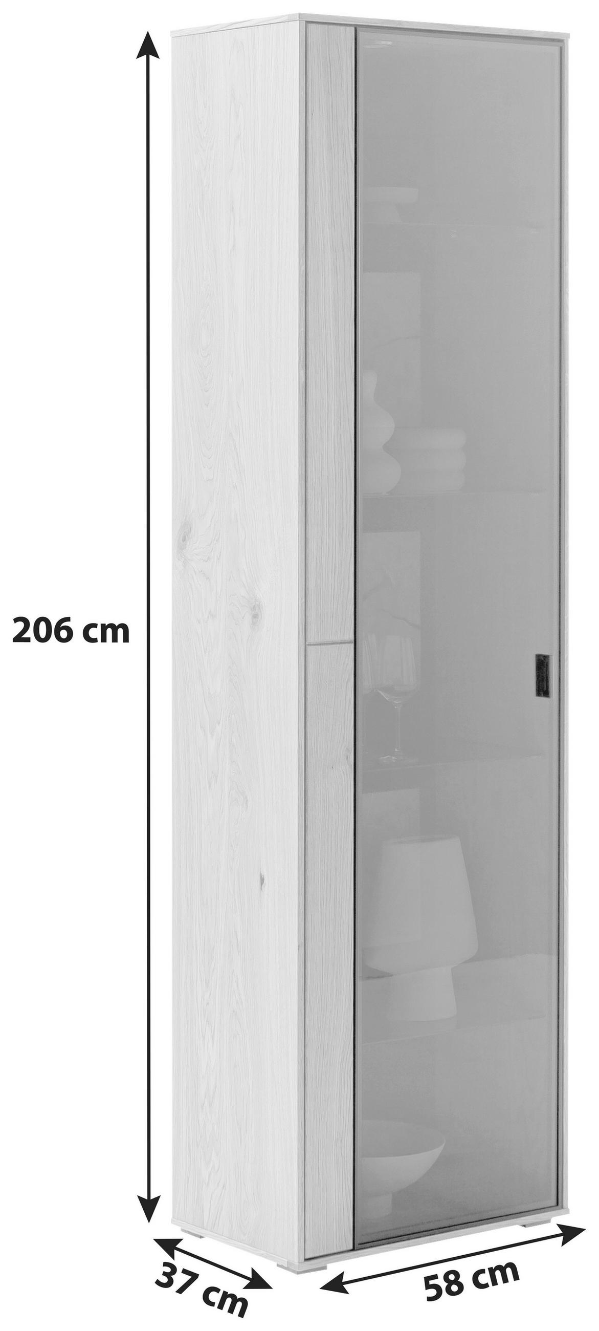 VITRINSKÅP  i faner, massiv skogsek skogsek  - skogsek/antracit, Design, metall/trämaterial (58/206/37cm) - MID.YOU