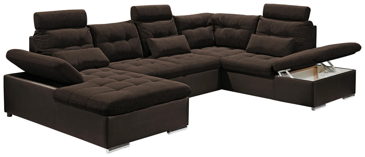 SOFFA i vävt tyg mörkbrun  - silver/mörkbrun, Modern, trämaterial/textil (170/324/218cm) - MID.YOU