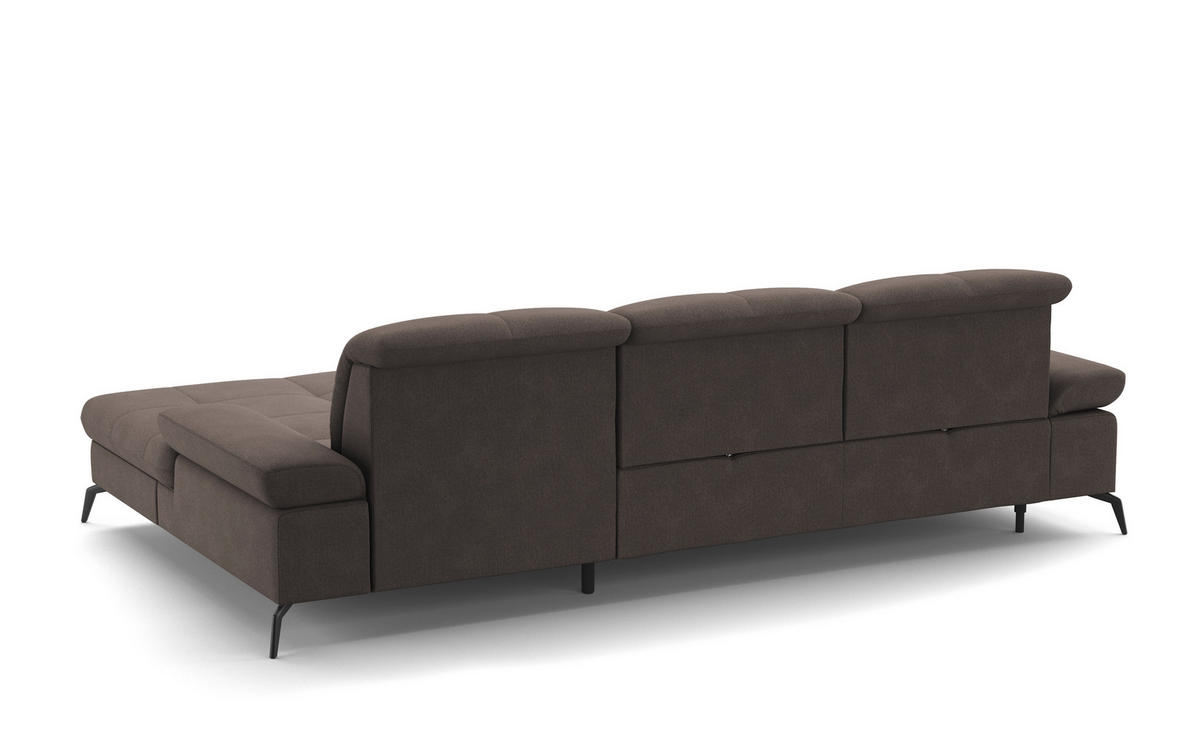 ECKSOFA in Flachgewebe Graphitfarben  - Schwarz/Graphitfarben, Konventionell, Textil/Metall (279/185cm) - Sit & More