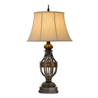 TISCHLEUCHTE - Braun, Konventionell, Textil/Metall (50.8/89.5cm) - Elstead Lighting