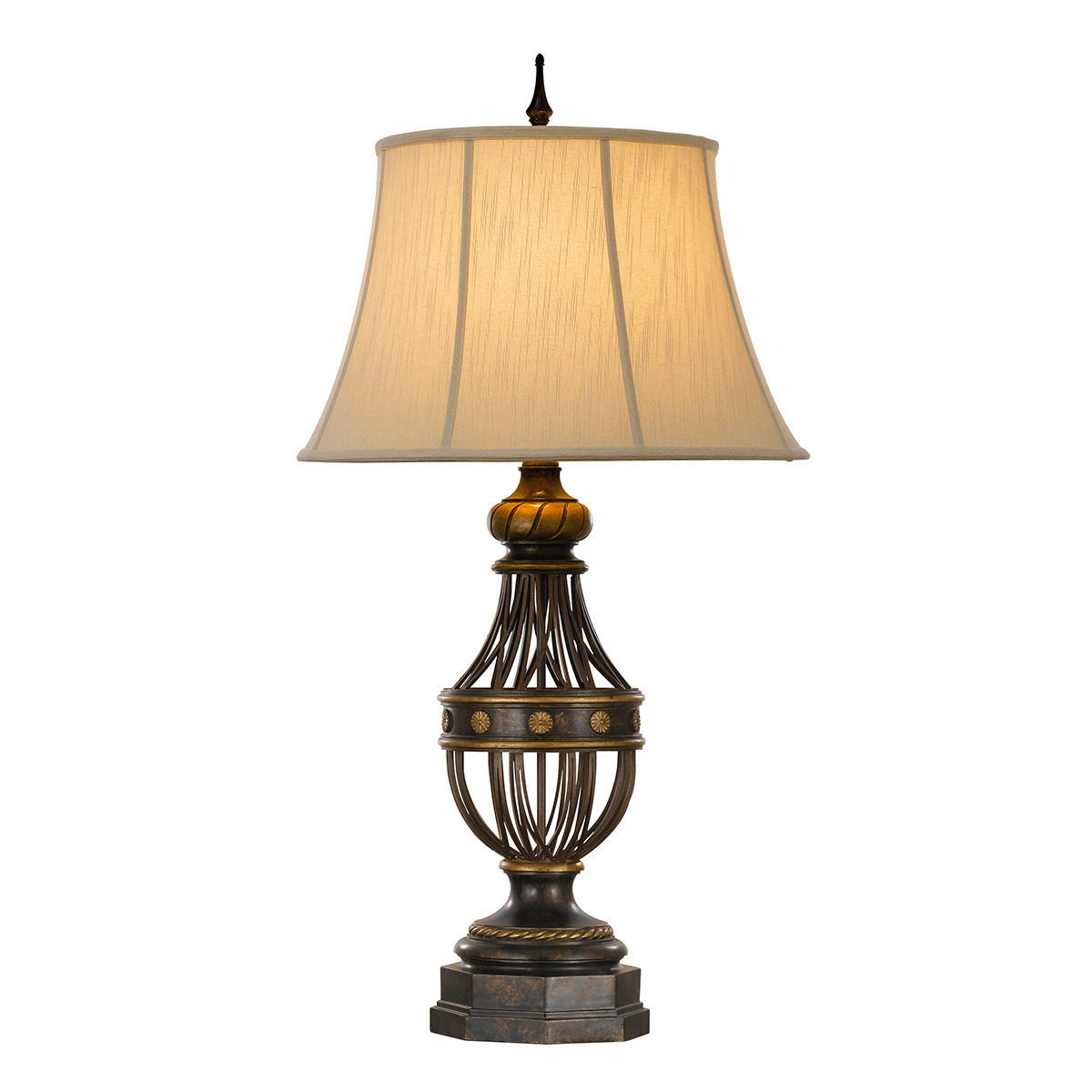 TISCHLEUCHTE - Braun, Konventionell, Textil/Metall (50.8/89.5cm) - Elstead Lighting
