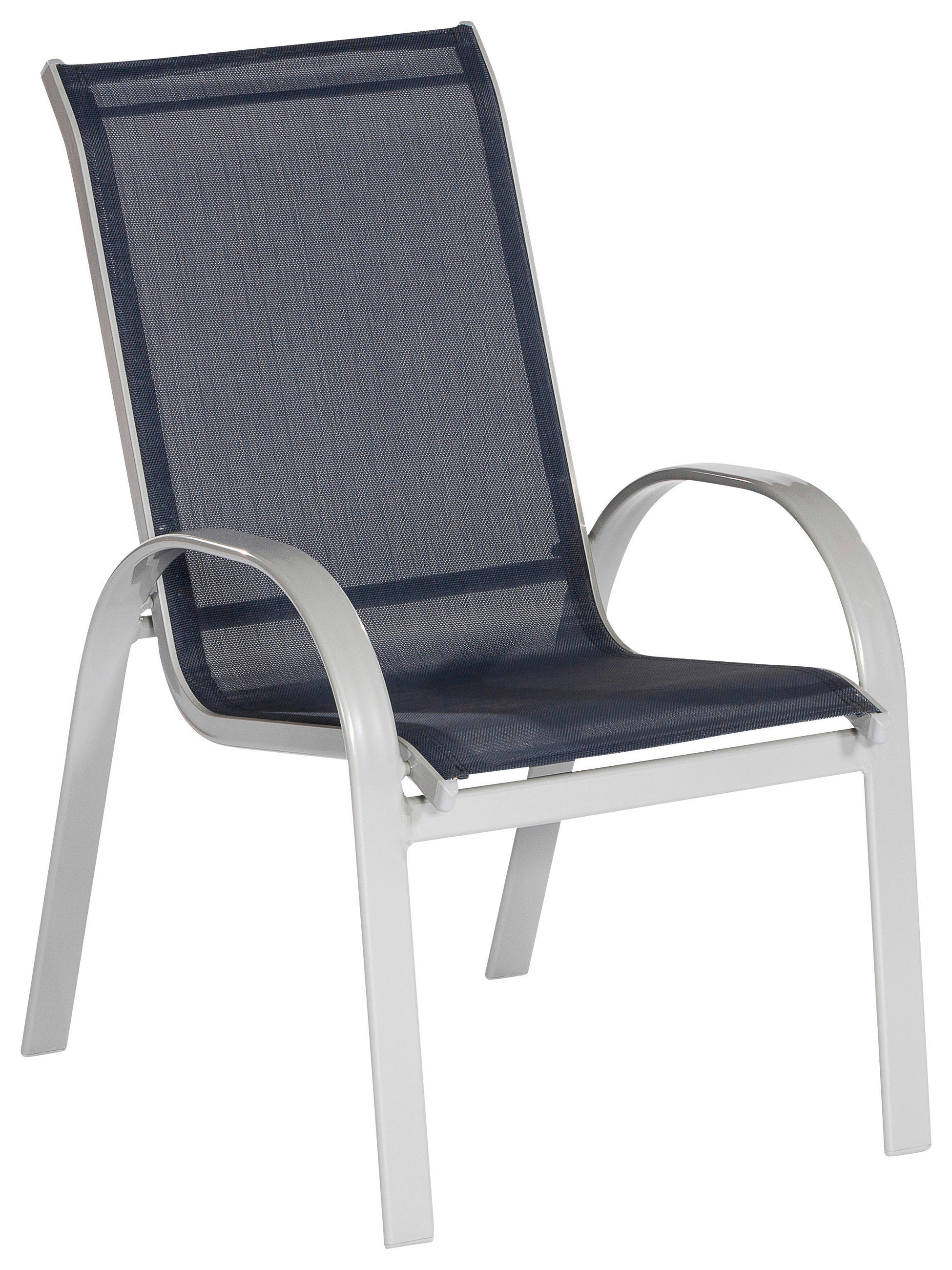 GARTENSTUHL Aluminium Dunkelblau  - Silberfarben/Dunkelblau, ROMANTIK / LANDHAUS, Textil/Metall (56/97/76cm) - Gardenson