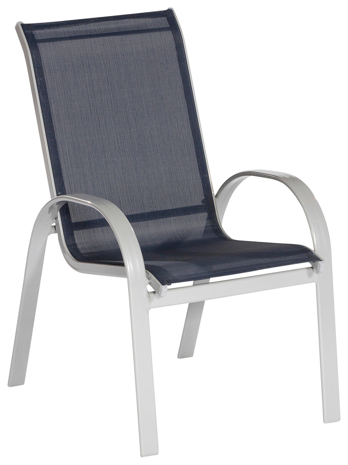 GARTENSTUHL Aluminium Dunkelblau  - Silberfarben/Dunkelblau, ROMANTIK / LANDHAUS, Textil/Metall (56/97/76cm) - Gardenson