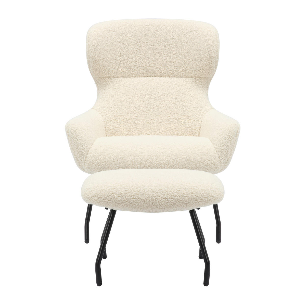 SESSELSET in Teddystoff Beige  - Beige/Schwarz, MODERN, Textil/Metall (79/103/82cm) - Livetastic