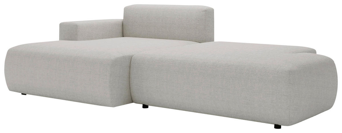 ECKSOFA Chenille Hellgrau  - Hellgrau/Schwarz, Design, Kunststoff/Textil (160/284cm) - Livetastic