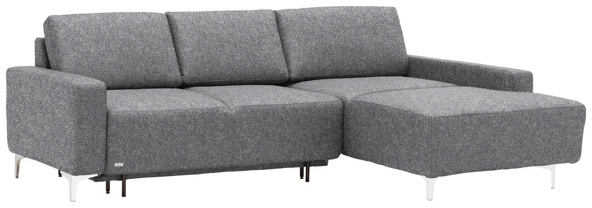 ECKSOFA  in Mikrovelours Grau  248/160 cm  - Alufarben/Grau, Design, Textil/Metall (248/160cm) - Sedda