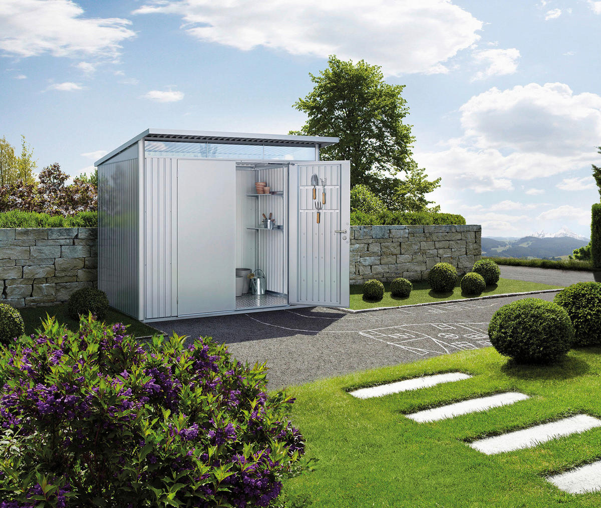GERÄTEHAUS 260/218/220 cm  - Silberfarben, Basics, Metall (260/218/220cm) - Biohort