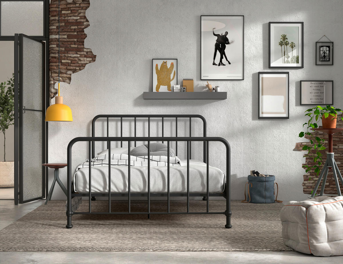 KINDER-/JUNIORBETT 140/200 cm  in Schwarz  - Schwarz, ROMANTIK / LANDHAUS, Holz/Metall (140/200cm) - MID.YOU