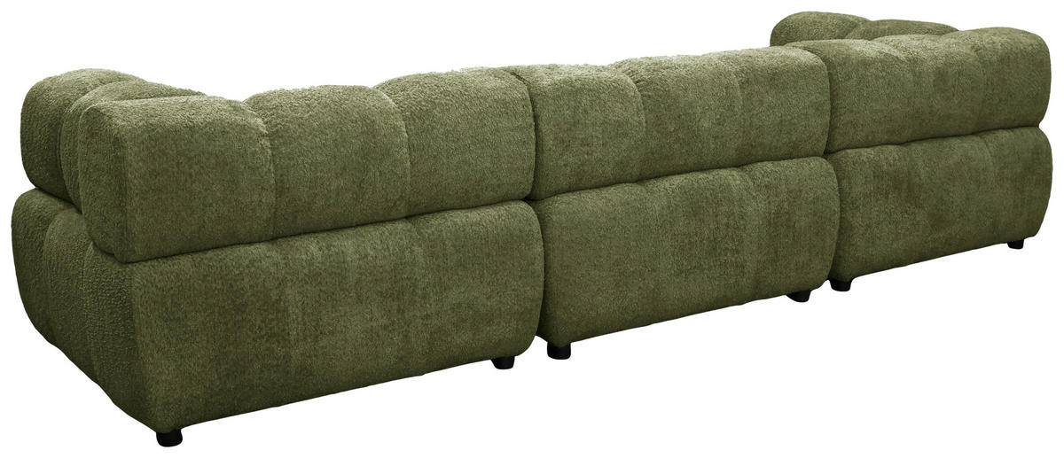 ECKSOFA ZAK Grün Bouclé  - Schwarz/Grün, Design, Kunststoff/Textil (280/186cm) - MID.YOU
