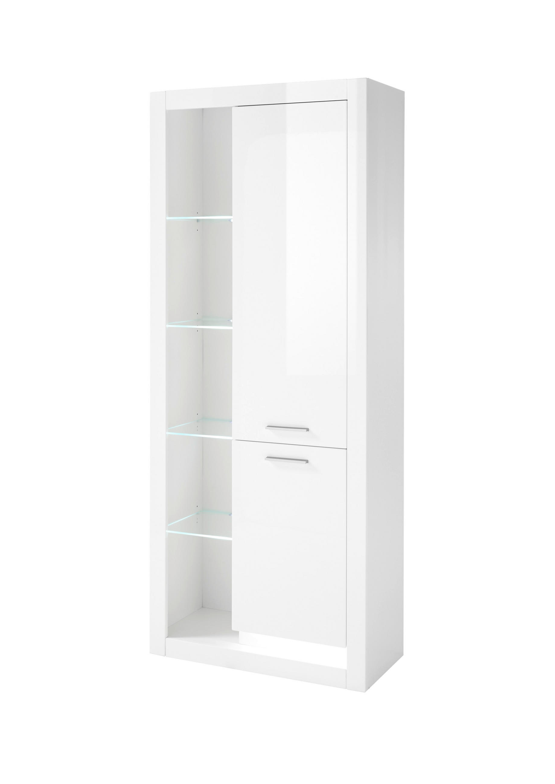 VITRINE in Weiß Hochglanz  - Edelstahlfarben/Weiß Hochglanz, Design, Glas/Holzwerkstoff (80/195/37cm) - MID.YOU