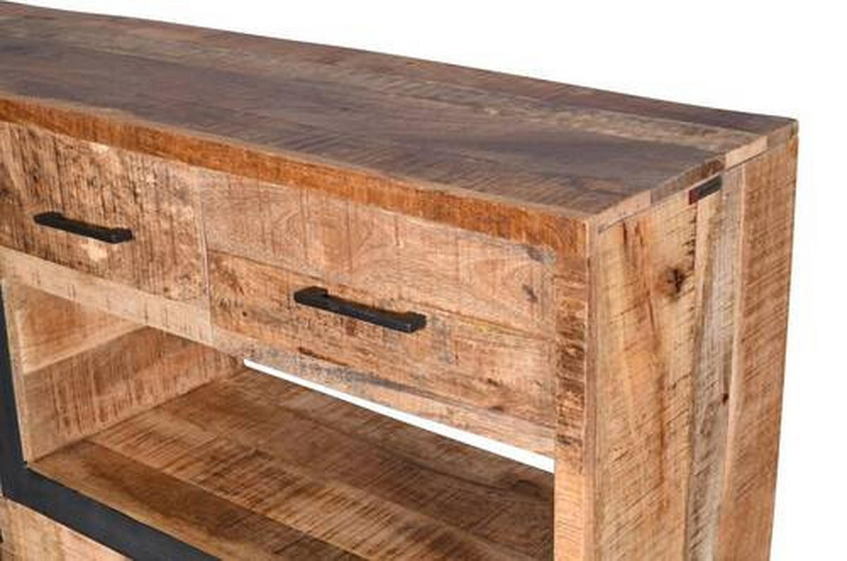 COMODĂ ÎNALTĂ 135/132/40 cm  - culoare natur/negru, Natur, metal/lemn (135/132/40cm) - MID.YOU