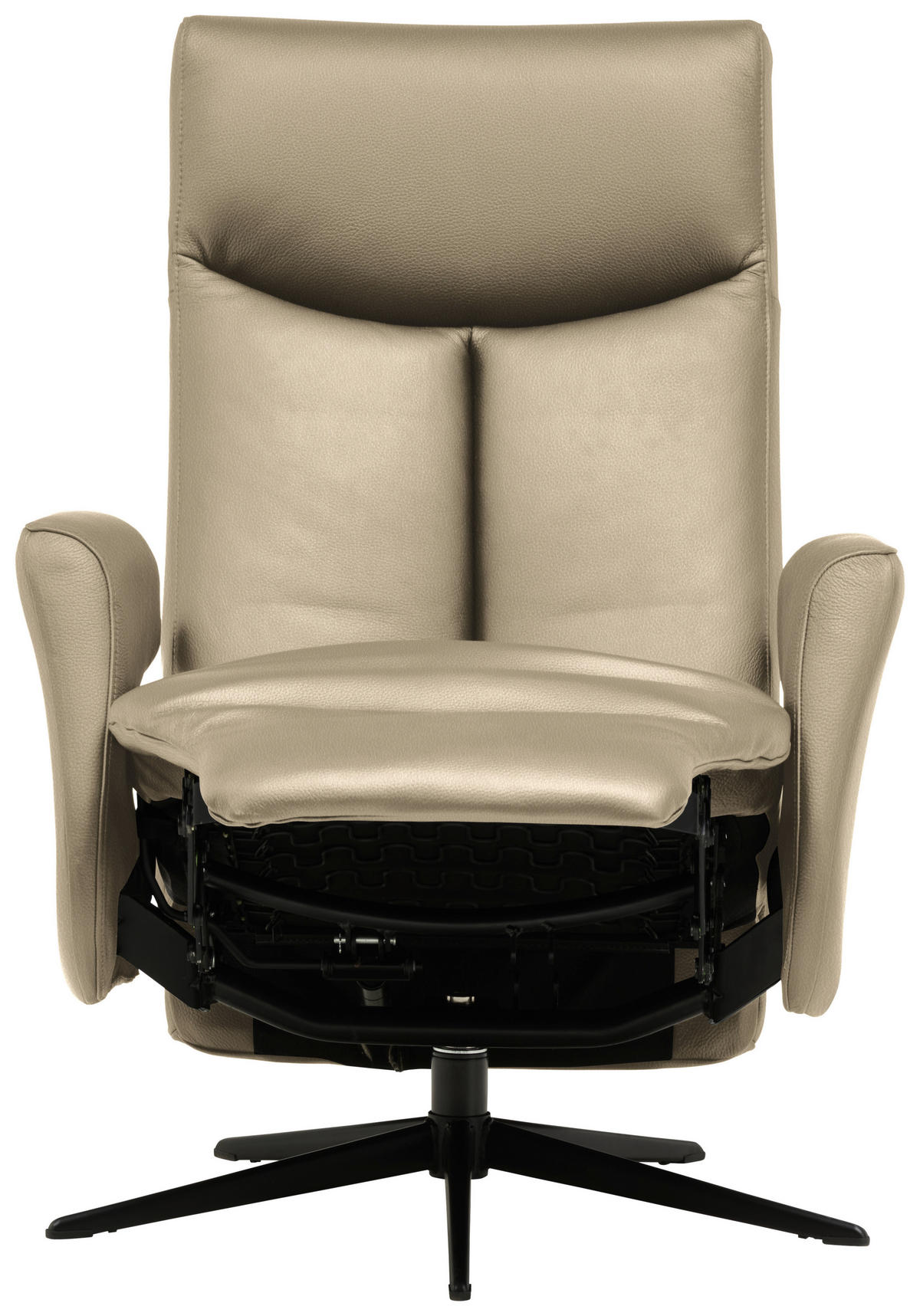 RELAXSESSEL in Leder Khaki  - Khaki/Schwarz, Design, Leder/Metall (74/105/82cm) - Welnova