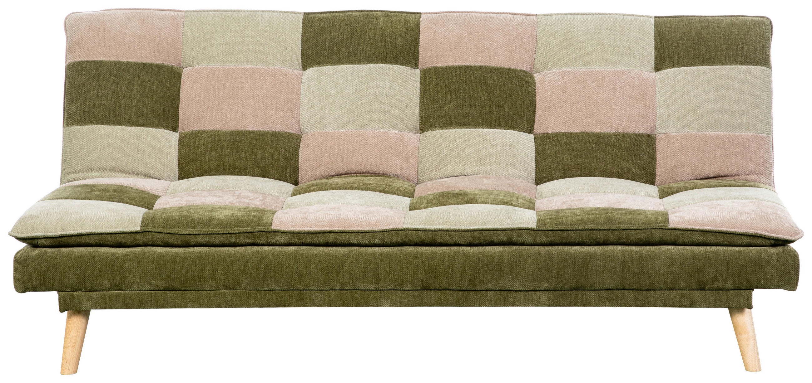 SCHLAFSOFA Chenille Grün, Hellgrün, Hellbraun  - Hellbraun/Naturfarben, Design, Holz/Textil (180cm) - MID.YOU