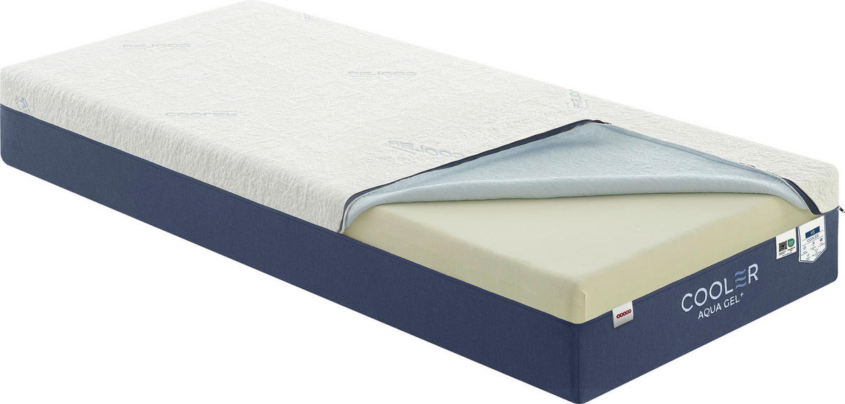 TASCHENFEDERKERNMATRATZE 90/200 cm, Höhe ca.: 27 cm, H4 = sehr fest, 7-Zonen - Weiß/Dunkelblau, Textil (90/200cm) - Boxxx