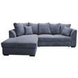 ECKSOFA in Cord Grau  - Schwarz/Grau, Design, Kunststoff/Textil (174/259cm) - Cantus