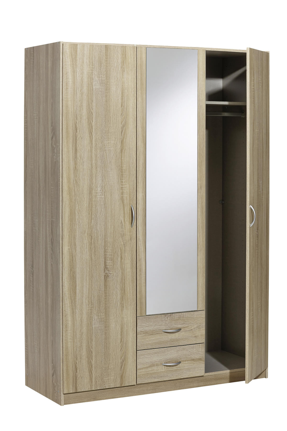 KLEIDERSCHRANK in Sonoma Eiche  - Silberfarben/Sonoma Eiche, Design, Holzwerkstoff/Kunststoff (136/197/54cm) - Boxxx