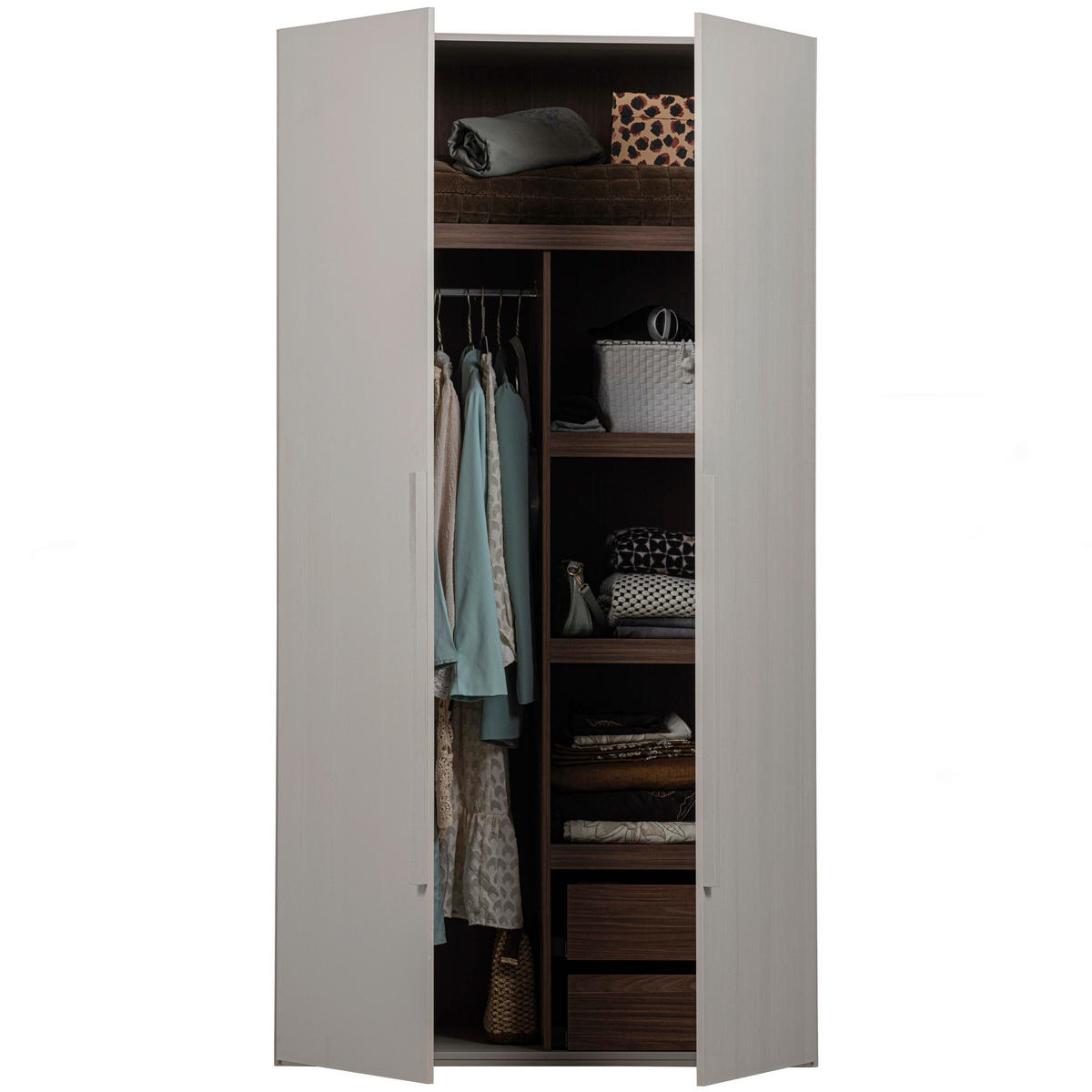 DREHTÜRENSCHRANK 110/210/58 cm 2-türig Grau  - Walnussfarben/Grau, Design, Holz (110/210/58cm) - Livetastic