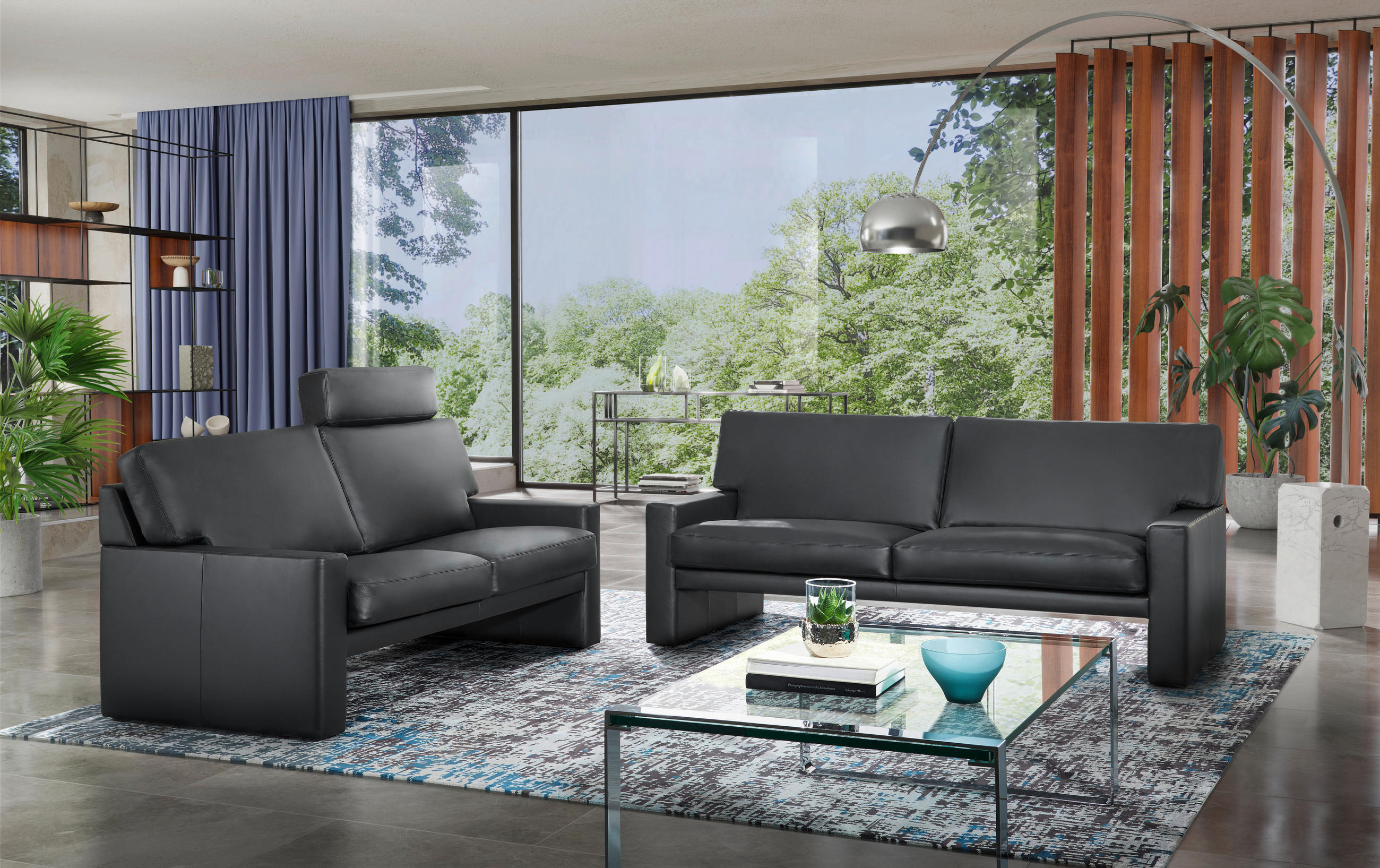 SOFA in Echtleder Schwarz  - Schwarz, Design, Leder (172/84/87cm) - Erpo