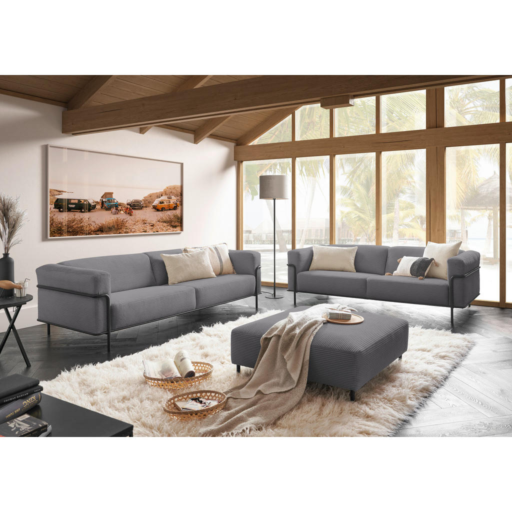 Thumbnail - Johann Jakob 3-Sitzer-Sofa, Dunkelgrau, Textil, 236x67x96 cm, Goldenes M, Dgm, Typenauswahl, Fußauswahl, Lederauswahl, S...