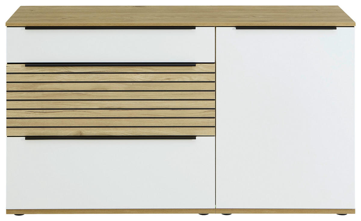 SIDEBOARD Weiß, Eichefarben  150/85/40 cm  - Eichefarben/Schwarz, KONVENTIONELL, Holzwerkstoff/Kunststoff (150/85/40cm) - Venda