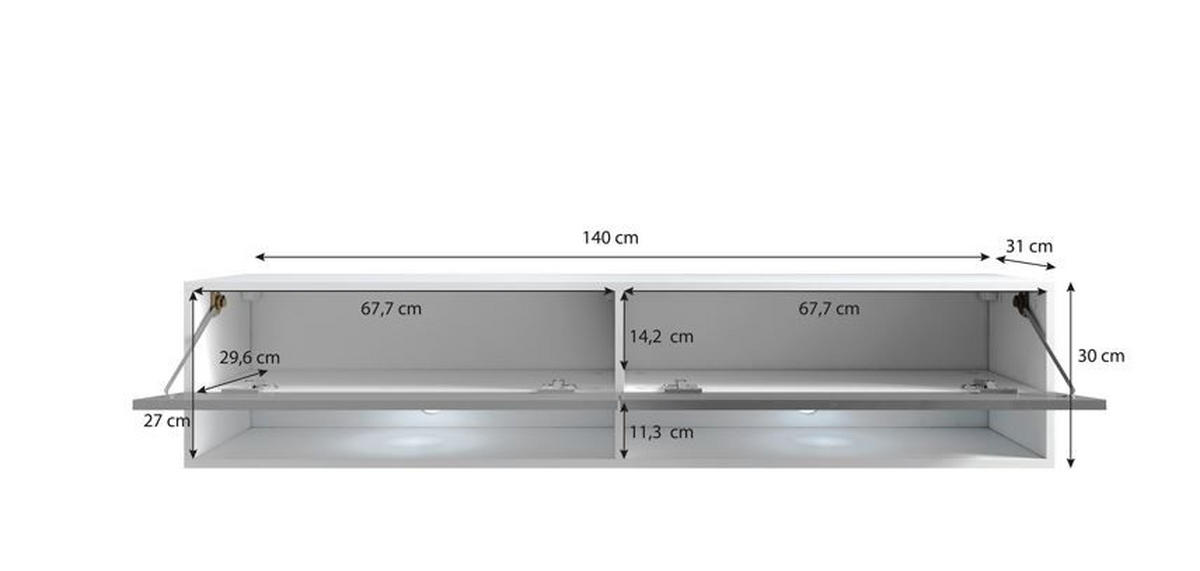 LOWBOARD Vera II  in 140/30/31 cm  - Eiche Wotan/Grau, Lifestyle, Holzwerkstoff/Kunststoff (140/30/31cm) - P & B