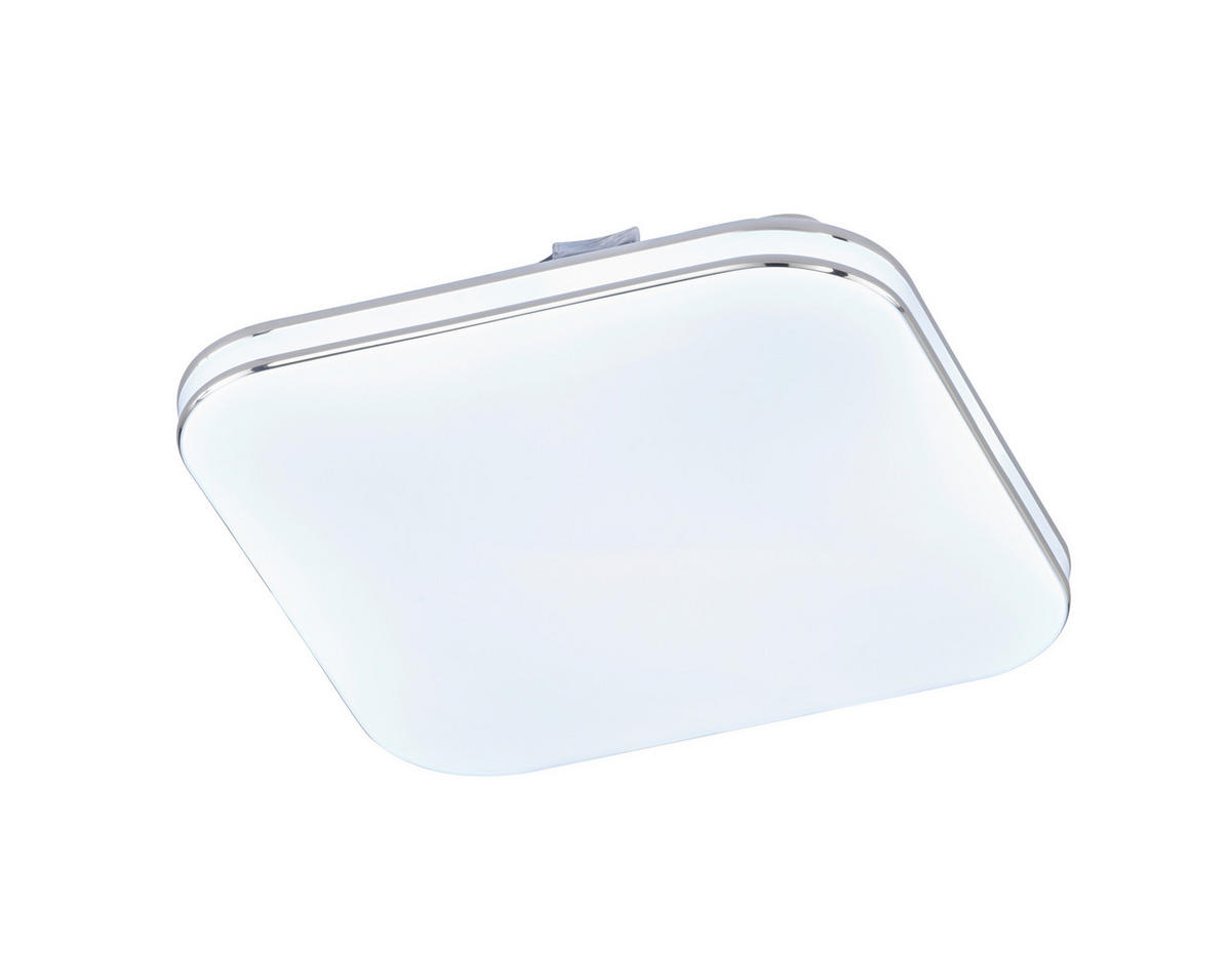 LED-DECKENLEUCHTE Porto   - Chromfarben/Weiß Hochglanz, KONVENTIONELL, Glas (34/34cm) - Fischer & Honsel