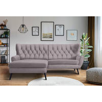 ECKSOFA  in Webstoff Grau, Lila Rücken echt  165/237 cm  - Lila/Schwarz, Design, Holz/Textil (165/237cm) - Stylife