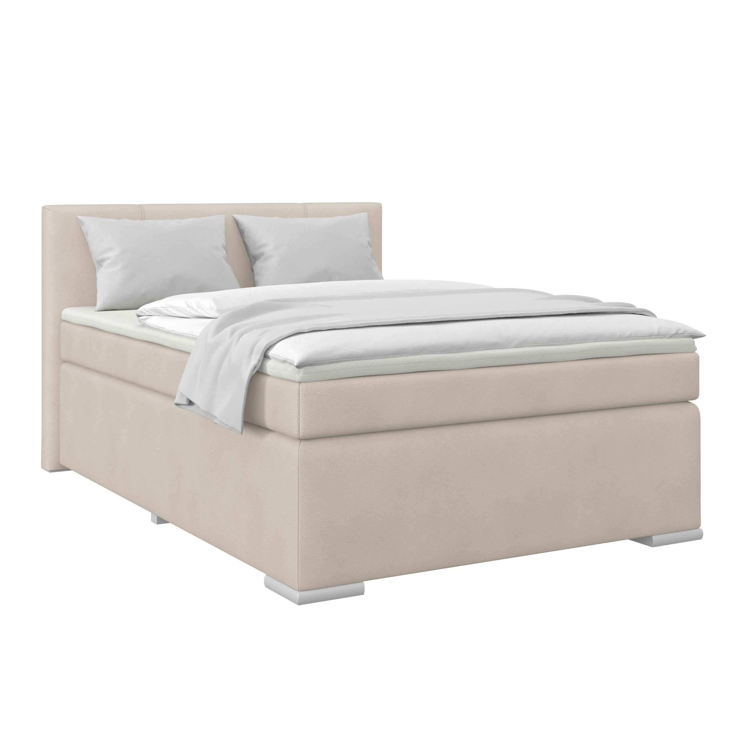 Boxspringbett Mira Boucle Perlmutt, Lf:140x200cm