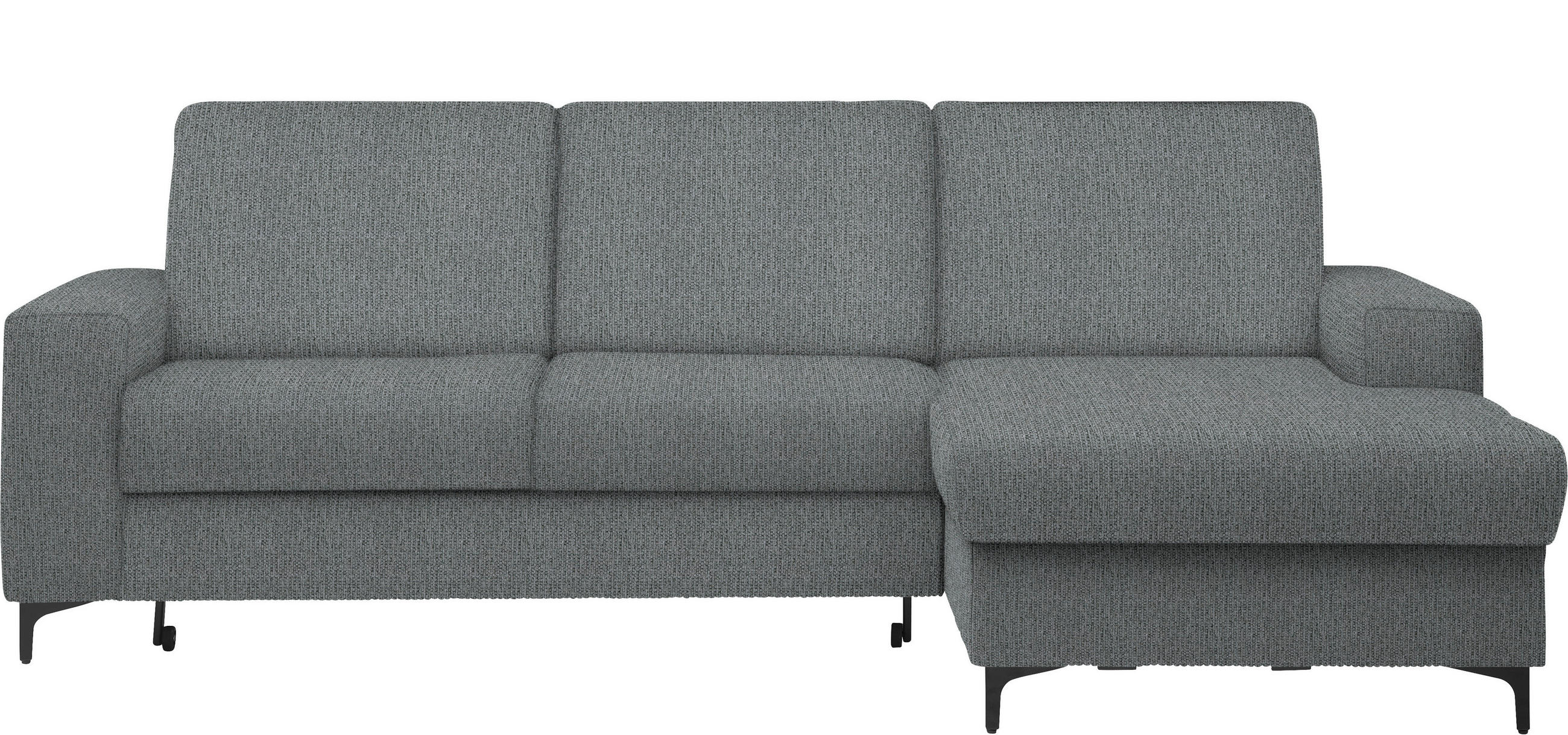 ECKSOFA in Webstoff Dunkelgrau  - Dunkelgrau/Schwarz, Konventionell, Textil/Metall (247/167cm) - Stylife
