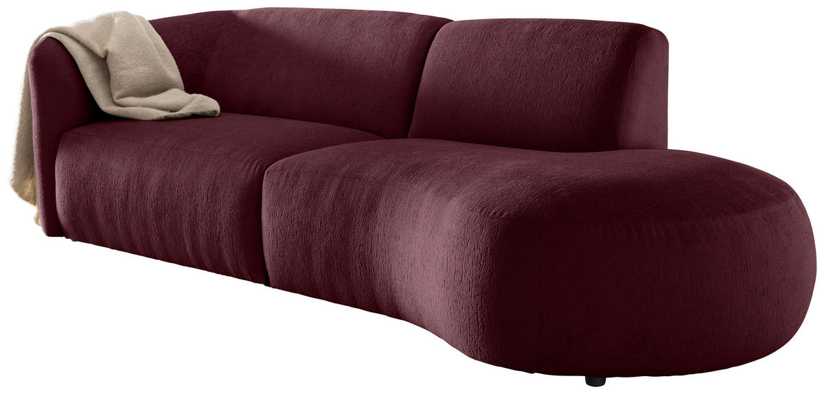 ECKSOFA in Mikrofaser Bordeaux  - Bordeaux/Schwarz, Modern, Kunststoff/Textil (238/107cm) - Livetastic