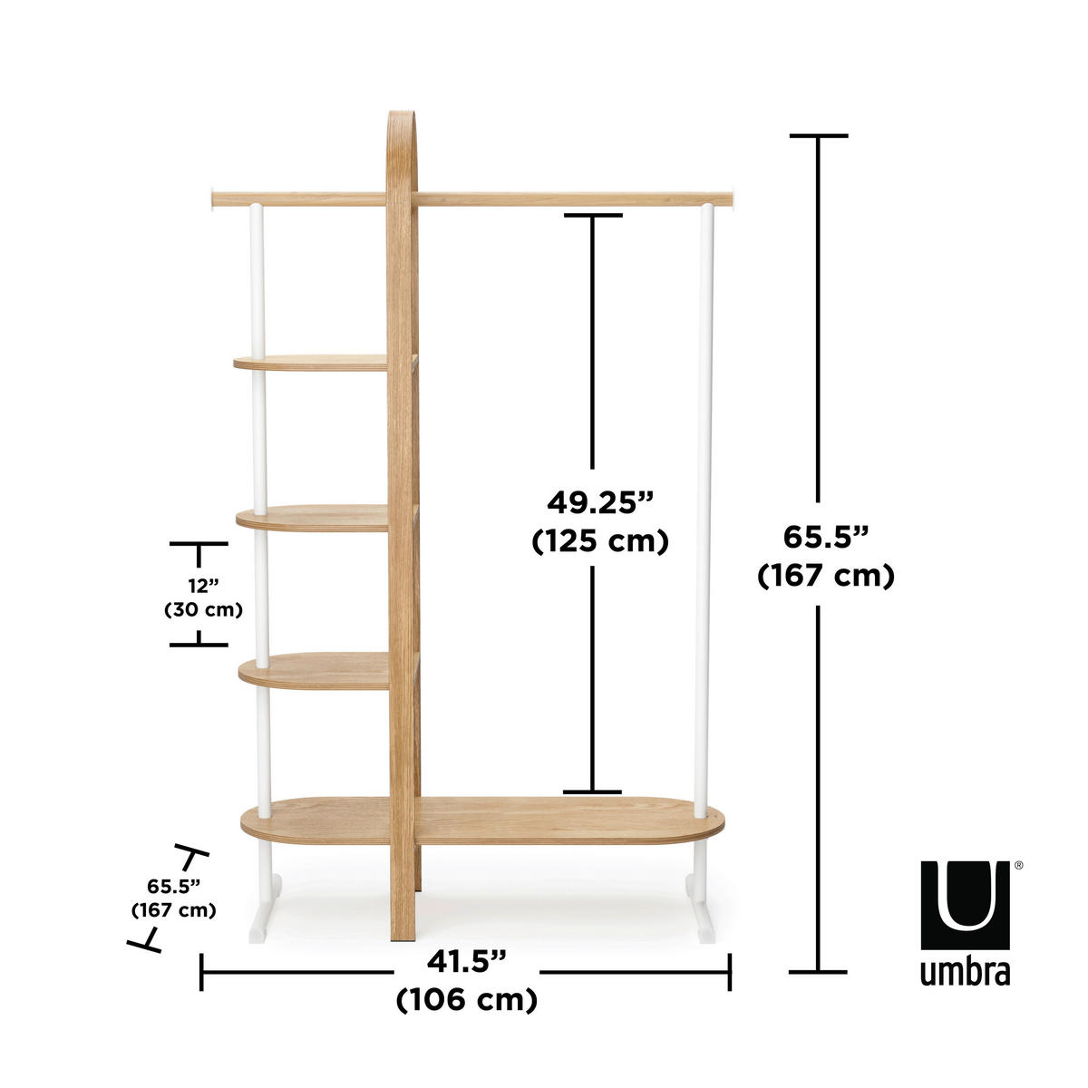 OBEŠALNIK ZA OBLAČILA - bela/naravne barve, Basics, kovina/les (106/167/39cm) - Umbra