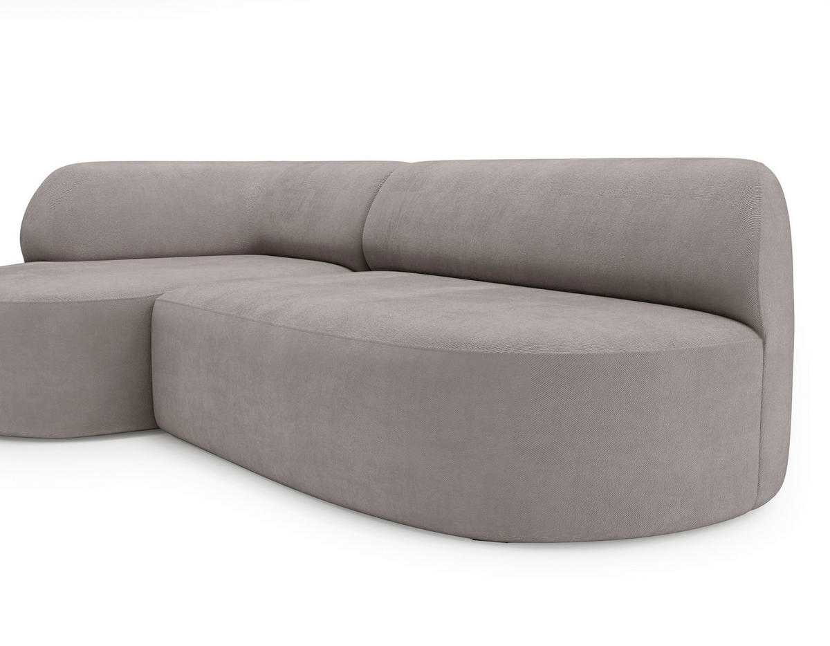ECKSOFA Chenille Taupe  - Taupe/Schwarz, Design, Kunststoff/Textil (156/218cm) - Livetastic
