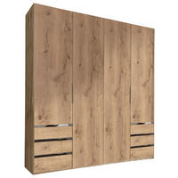 DREHTÜRENSCHRANK 200/216/58 cm 4-türig Eichefarben  - Chromfarben/Eichefarben, MODERN, Holzwerkstoff/Kunststoff (200/216/58cm) - MID.YOU