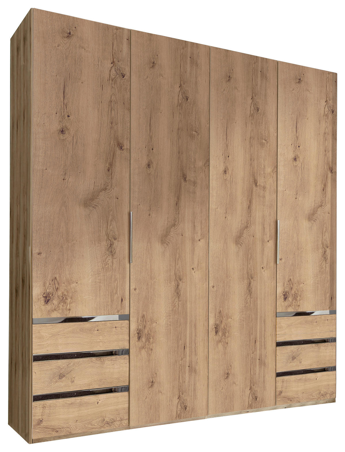DREHTÜRENSCHRANK 200/216/58 cm 4-türig Eichefarben  - Chromfarben/Eichefarben, MODERN, Holzwerkstoff/Kunststoff (200/216/58cm) - MID.YOU