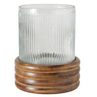 WINDLICHT Dunkelbraun, Transparent  - Transparent/Dunkelbraun, Basics, Glas/Holz (18/18/22,5cm) - Boltze Home