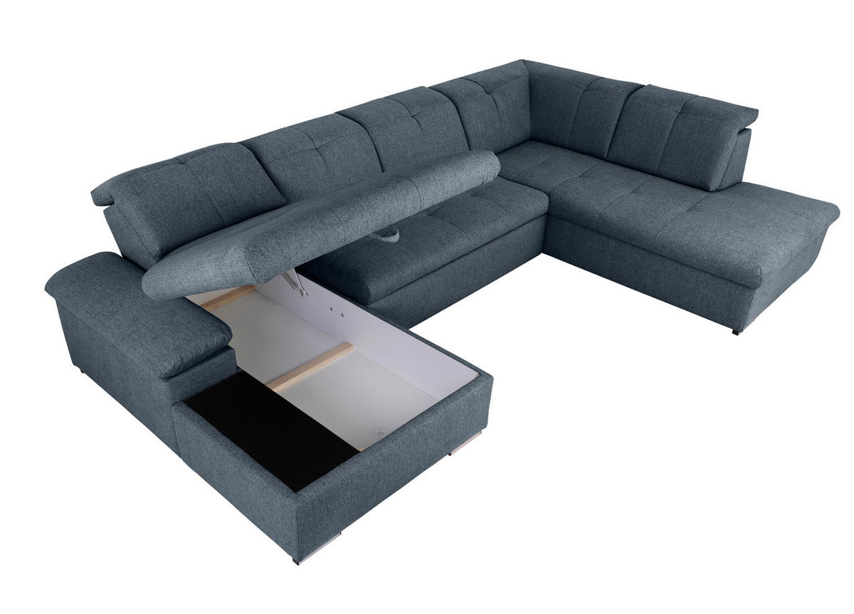 WOHNLANDSCHAFT Dunkelblau  - Dunkelblau/Grau, Design, Textil/Metall (173/328/215cm) - MID.YOU