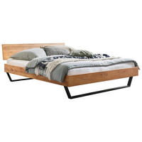BETT 180/200 cm,  in Wildeiche,  - Wildeiche/Schwarz, Design, Holz/Metall (180/200cm) - Hasena