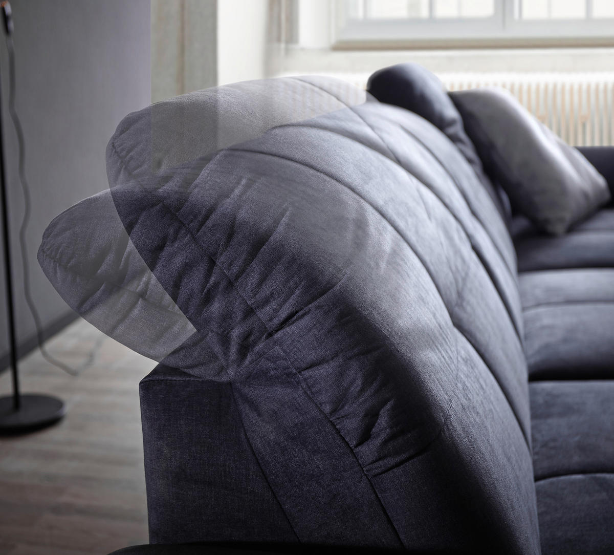 ECKSOFA, velur siva  - črna/siva, Design, tekstil (297/204cm) - Xora