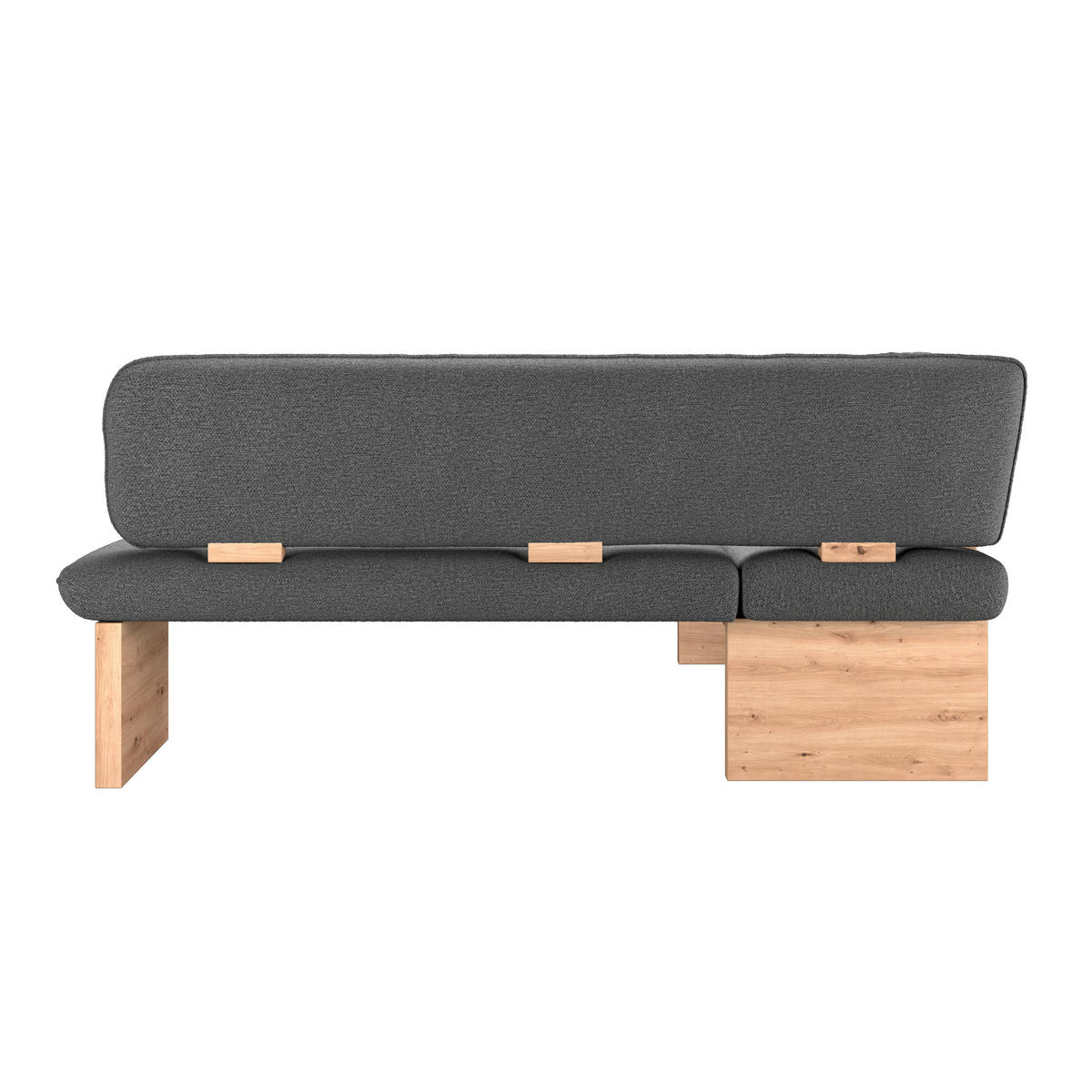 ECKBANK 170/192 cm Webstoff Schwarz Eiche Sperrholz   - Eichefarben/Schwarz, KONVENTIONELL, Holz/Textil (170/192cm) - Livetastic