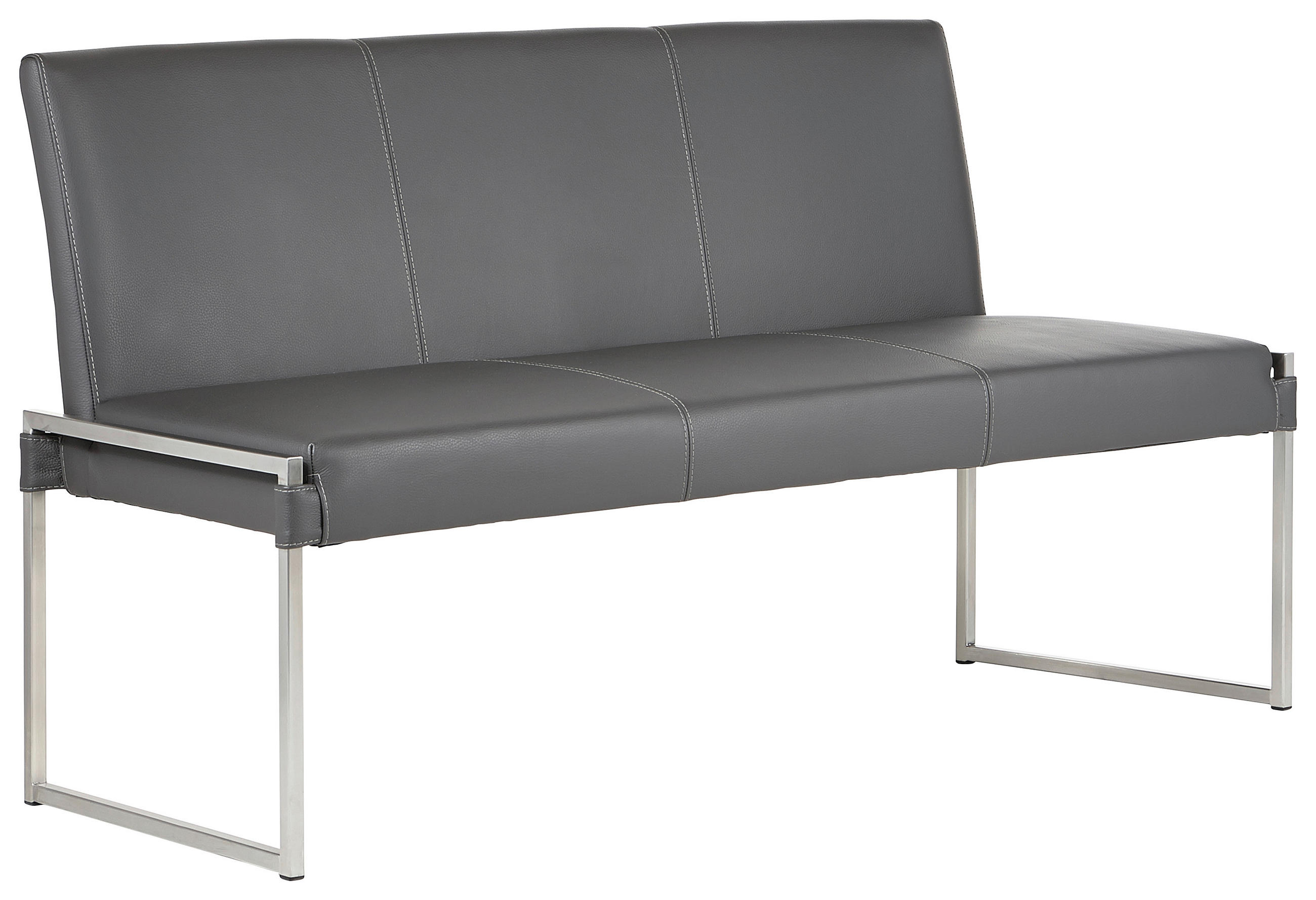 SITZBANK in Metall, Leder Grau  - Grau, Design, Leder/Metall (160/86/153cm) - Bert Plantagie