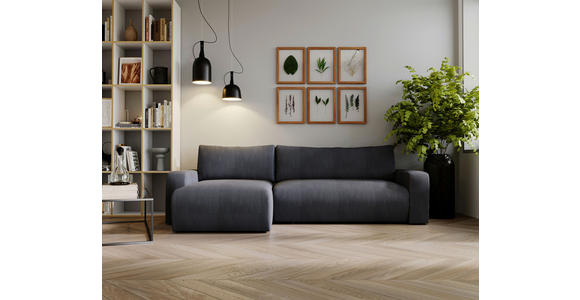 ECKSOFA in Cord Graphitfarben  - Schwarz/Graphitfarben, MODERN, Kunststoff/Textil (150/245cm) - Carryhome