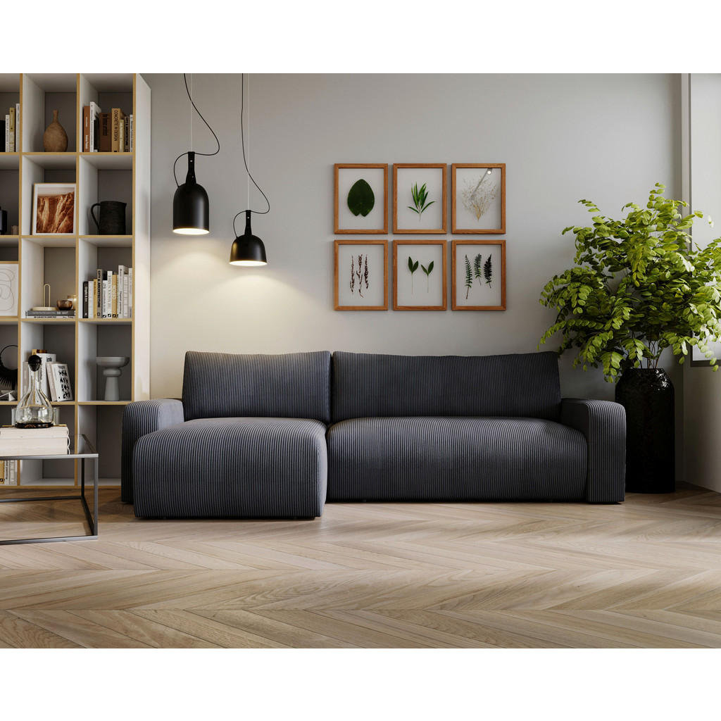 Thumbnail - Carryhome Ecksofa, Graphit, Textil, 3-Sitzer, Füllung: Schaumstoff, Ottomane links, L-Form, einmalig seitenverkehrt mont...