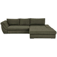 ECKSOFA in Flachgewebe Olivgrün  306/174 cm  - Silberfarben/Olivgrün, Design, Textil/Metall (306/174cm) - Carryhome