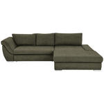 ECKSOFA in Flachgewebe Olivgrün  306/174 cm  - Silberfarben/Olivgrün, Design, Textil/Metall (306/174cm) - Carryhome