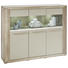 HIGHBOARD Hochglanz, lackiert Eichefarben, Grau - Eichefarben/Silberfarben, Design, Glas/Holzwerkstoff (159/125/37cm) - Ti`me