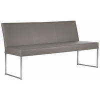 SITZBANK 180/86/47 cm Echtleder Edelstahlfarben, Hellgrau Metall  - Edelstahlfarben/Hellgrau, Design, Leder/Metall (180/86/47cm) - Musterring