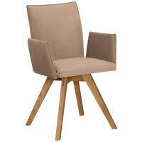 ARMLEHNSTUHL  in Lederlook  - Eichefarben/Beige, Konventionell, Holz/Textil (60/91/61cm) - Moderano