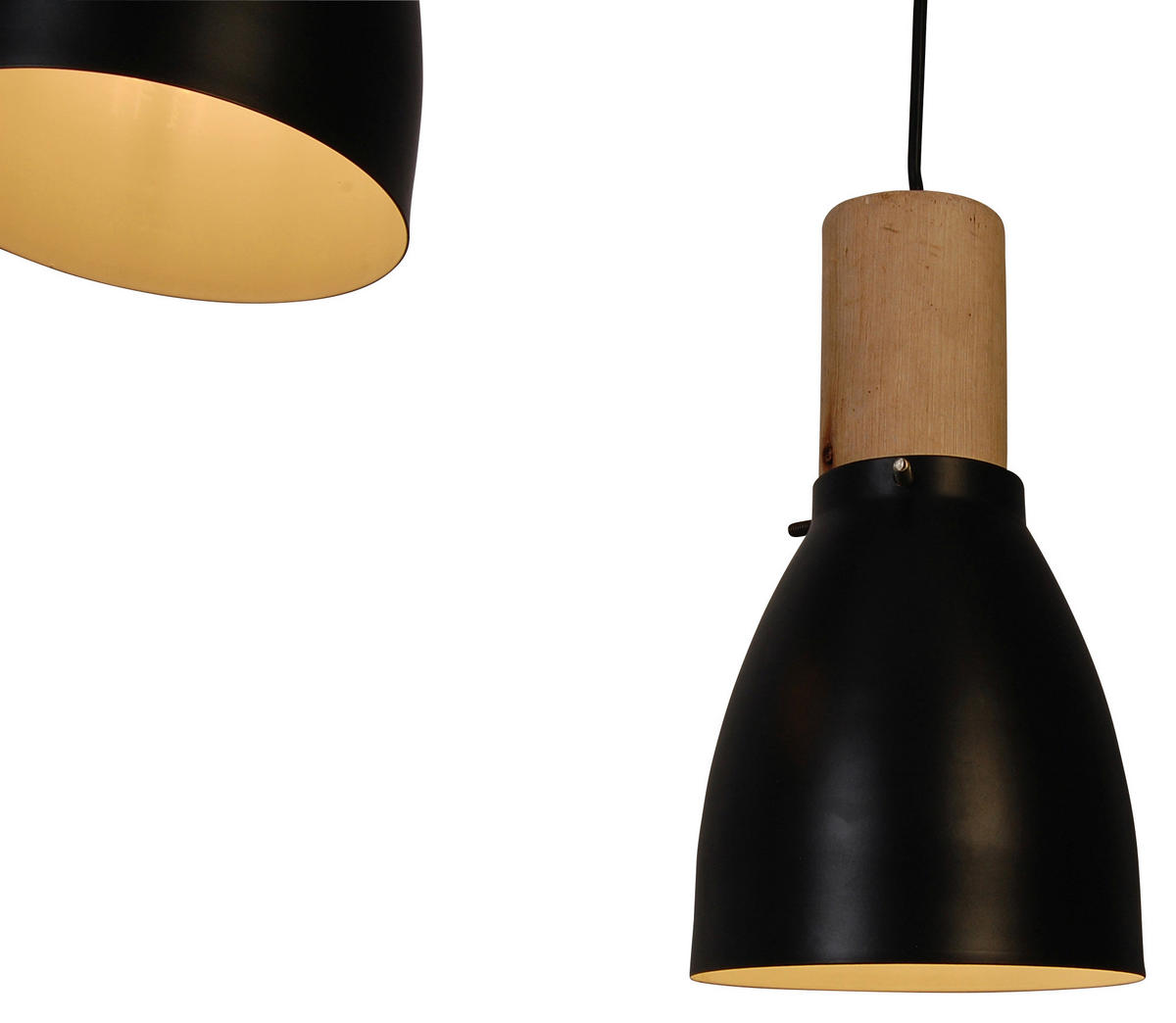HÄNGELEUCHTE   - Schwarz/Naturfarben, Trend, Holz/Metall (90/15/150cm) - Novel